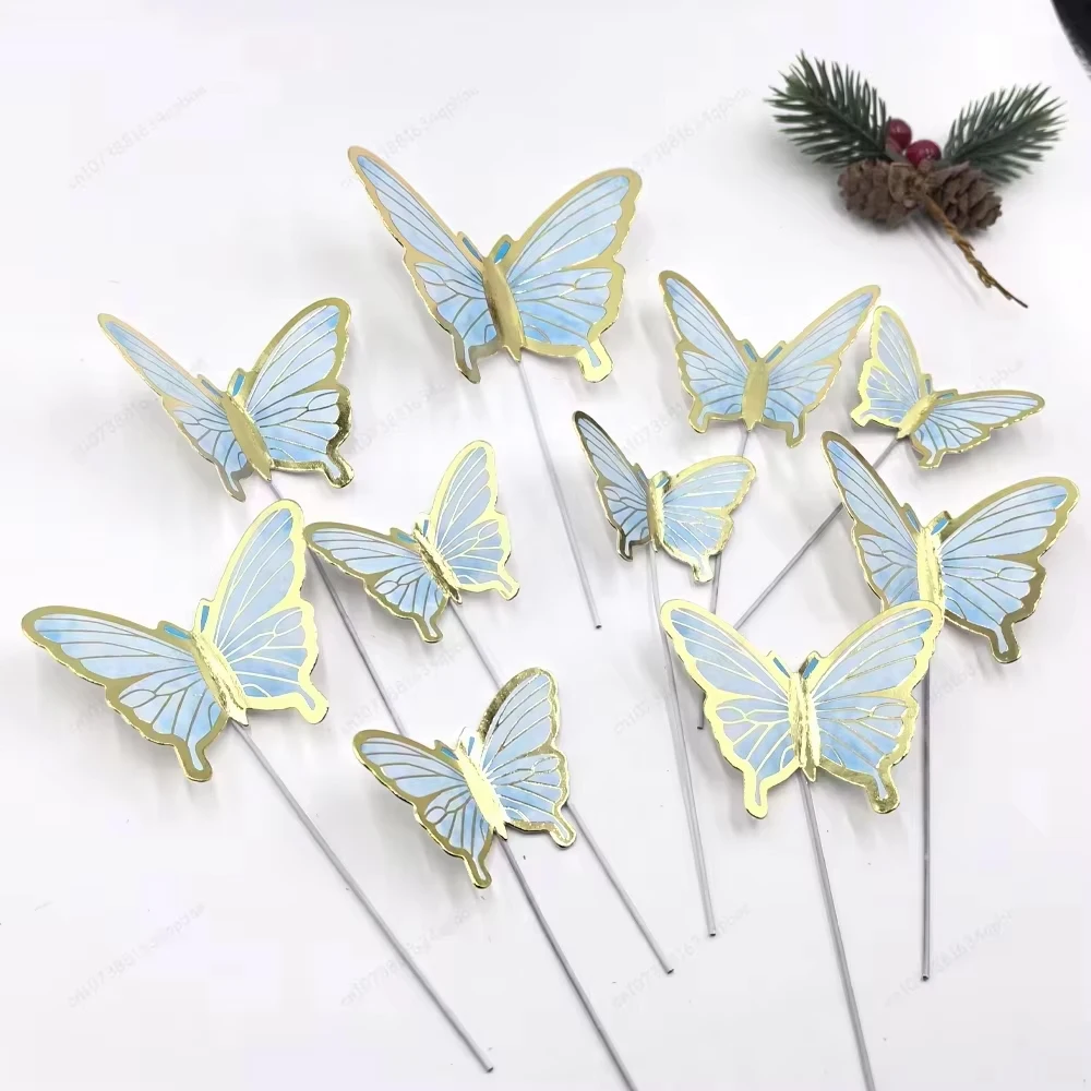 Elegant Gold & Pink Butterfly Cake Toppers - Birthday & Wedding Decor