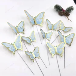 Purple Pink Butterfly Cake Topper - Elegant Birthday & Wedding Decoration (10pcs Blue)