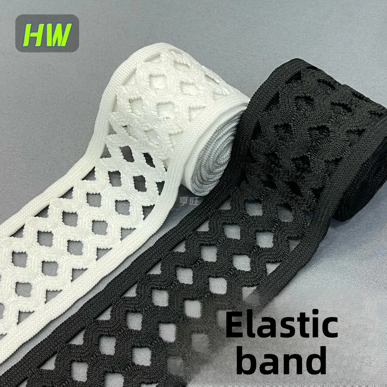 Black White Elastic Mesh Grid Sparse Rubber Band Dress Waist Headband Hollow Out Rubber Strip Clothing Accessories Elastic Band