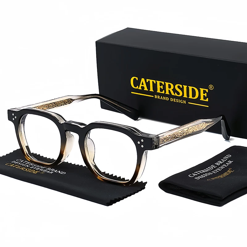 Caterside New Square Flat Light Glasses for Men Women Retro TR