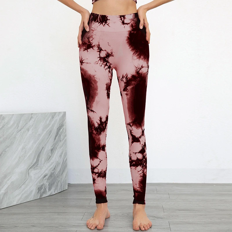 fleece leggings ASHEYWR New Tie Dye Seamless Leggings Women Knitted Slim High Waist Workout Legging High Elastic Push Up Fitness Legings Female white leggings