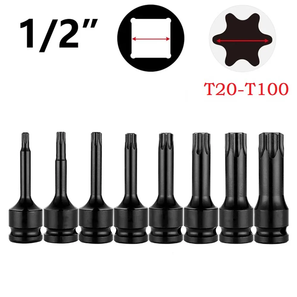 

1PCS Torx Screwdriver Bits 1/2inch Impact Drive Socket Adapter T20 T25 T27 T30 T35 T40 T45 T50 T55 T60 T70 T80 T100