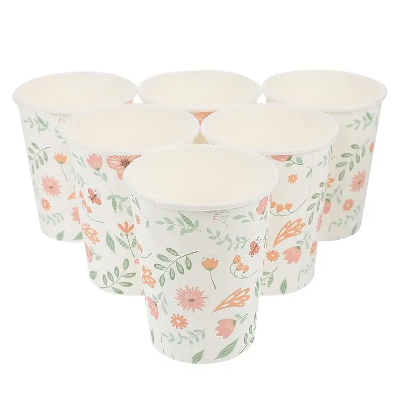 32 Pcs Disposable Cups Paper Cup Party Drinking Cups Supplies Water Glasses Floral Coffee Mugs For Celebration
