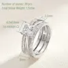 Newshe Solid 925 Sterling Silver Wedding Rings for Women Solitaire Princess Cut Engagement Ring Eternity AAAAA Zircon Guard Band 2