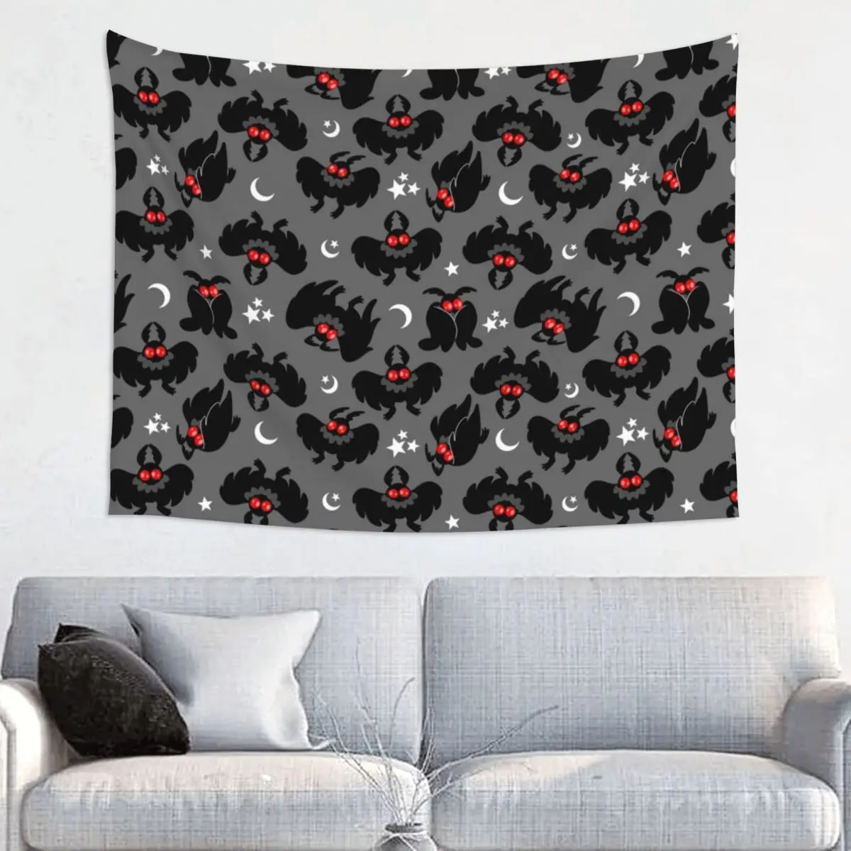 Cute Cryptids Mothman Pattern Arazzo Appeso A Parete Tessuto Stampato Arazzi Boho Wall Coperta Room Decor 95X73Cm