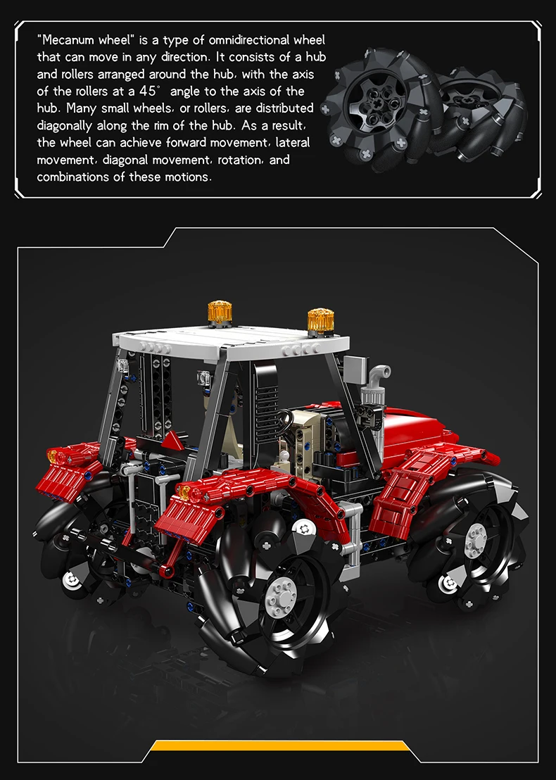 Mould King 18037 Ferngesteuerter Radtraktor Bausatz Technischer LKW Bausteine Set Kinder Weihnachtsgeschenk – Detail 2