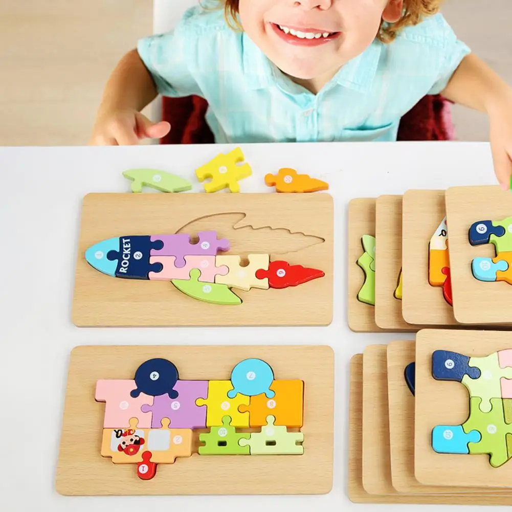 

Kids Wood Block Puzzle Wooden Block Puzzle Colorful Wooden 3d Jigsaw Puzzles for Toddlers Fun Educational Entertainment Supplies