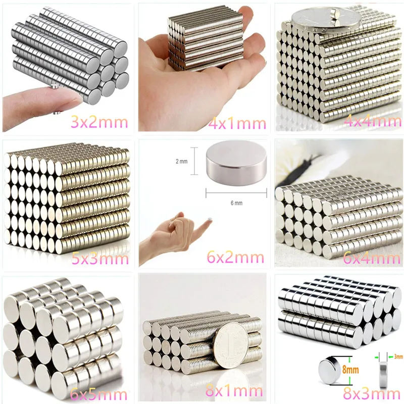10/20/50/100pcs 둥근 자석 3x2mm 4x4mm 5x3mm 6x4mm 8x2mm 강력한 네오디뮴 자석 N35 희토류 ...