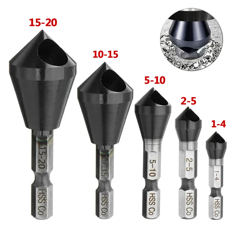 HRC89 M35 HSS-CO Cobalt Countersink Drill Bit Hex Shank 90° TiAlN Coated Deburring Chamfer Cutter Tool For Metal Stainless Steel