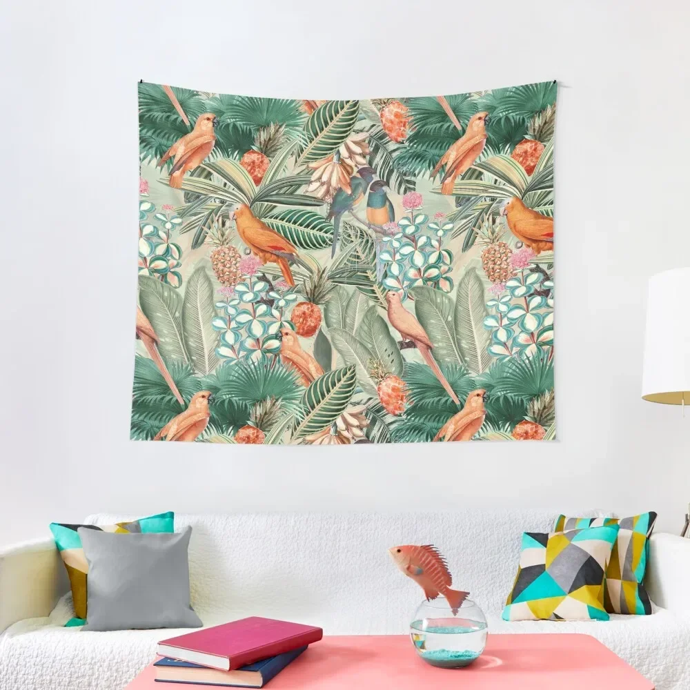 

Vintage Orange Tropical Bird Jungle Garden Tapestry Art Mural House Decor For Bedroom Room Decore Aesthetic Tapestry