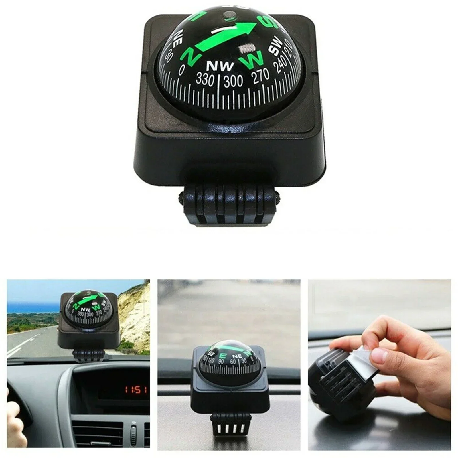 Bussola Pieghevole In Plastica Portatile Per Attrezzatura Ball Truck Black Camping Boat Car Outdoor Marine Dashboard Navigation