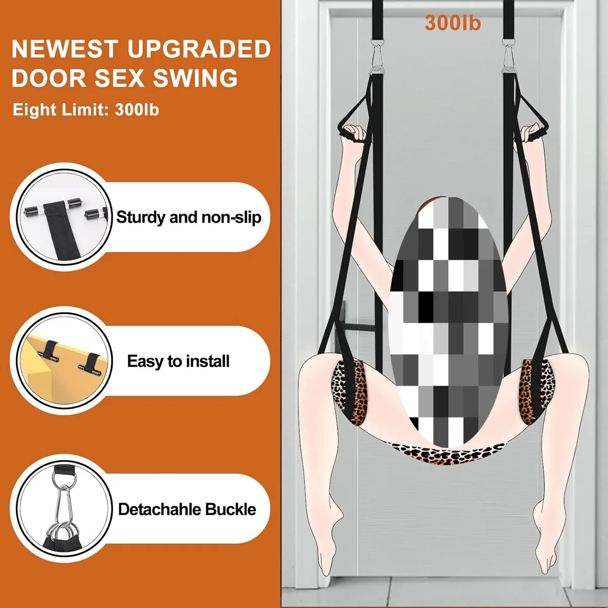 Exotic Suspend Mat New Door Sex Swing Leopard Cushion Condole Belt Sex Swings For Couples BDSM Women's Sext Toy Adult Toys 18+