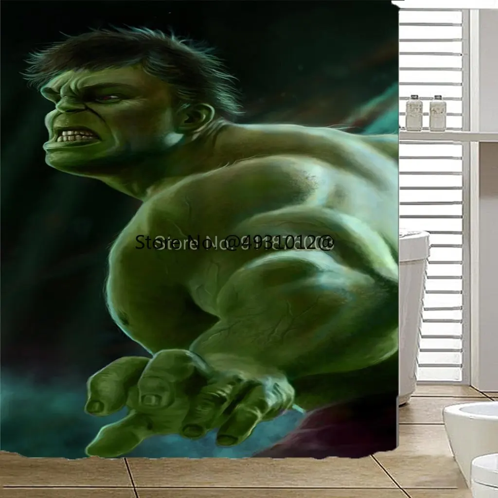 

2023 The Hulk The Avengers Shower Curtain Waterproof Bathroom Disney Cartoon Bath Drapes Polyester Custom Home Decor