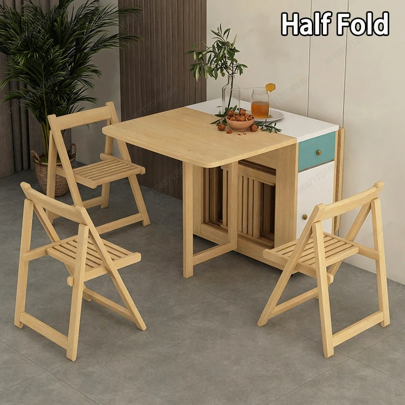 F Foldable Dining Table for Small Household, Movable Combination Set, Save Space, 1.4mTable With 0, 2, 4, 6 Chairs 2
