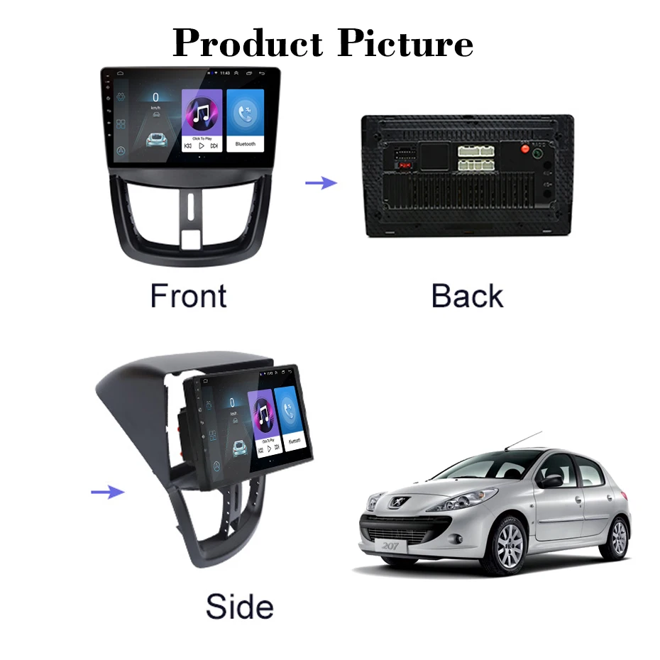 2 din Android radio car multimedia player wireless Carplay Auto GPS WIFI For  Peugeot 207 CC  207CC 2006 2007 2008 2009-2015 pioneer car stereo