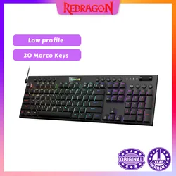Redragon K619 Horus RGB Mechanical Keyboard Wired Gaming Low Profile Keycaps Red Switch Pro Software Supported