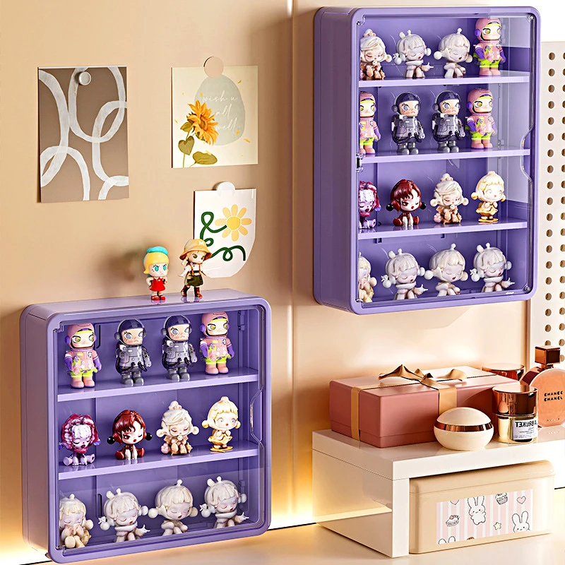 1PC Wall-mounted Doll Blind Box Magnetic Suction Toy Storage Rack Clear Display Cabinet