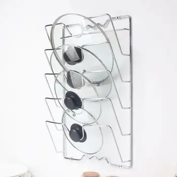 Kitchen Organizer Rack Wall Hanging Pot Cover Rack Five-Layer Pot Lid Metal Rust-Free Multifunctional Rack Pot Lid Storage Rack 1