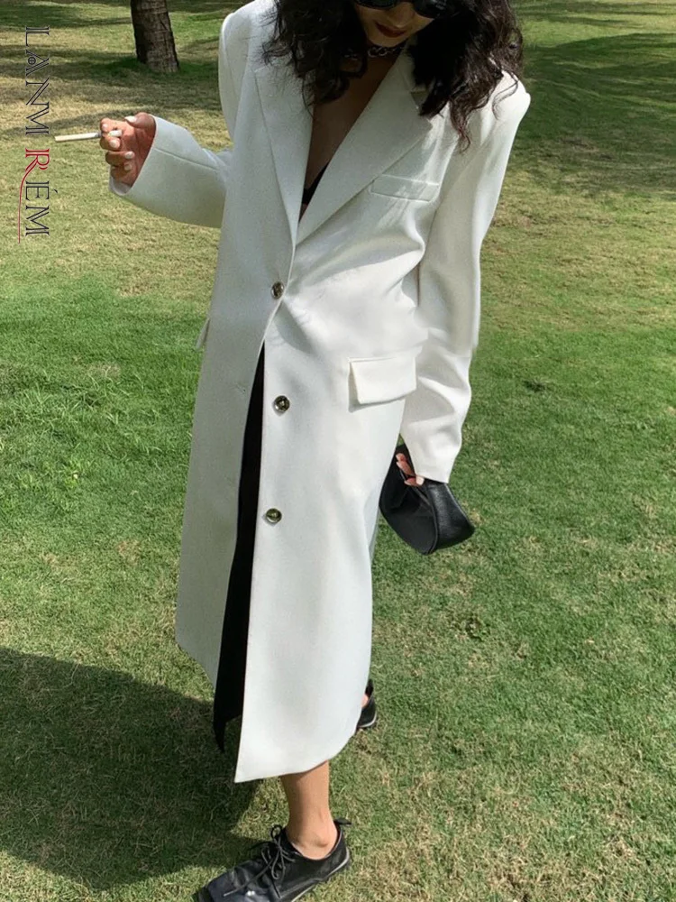 LANMREMLongBlazerCoatForWomenSingleBreastedLongSleevesHigh