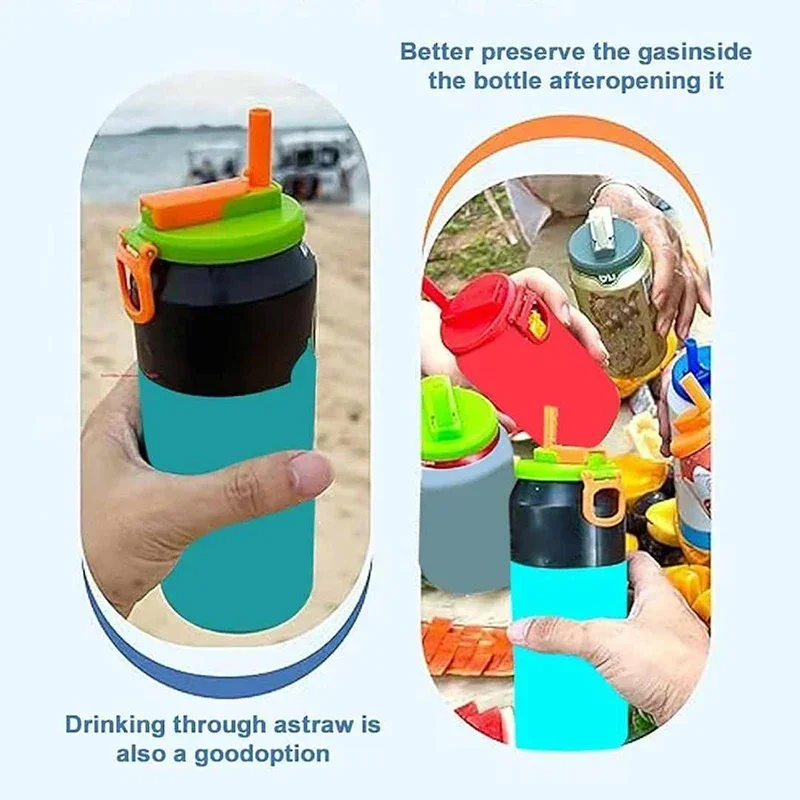 1/2/4PCS Soda Can Cover Creative Sealed Silicone Straw Beverage Can Cover Cup Suitable For Canned Beverage Reusable Tank Cover