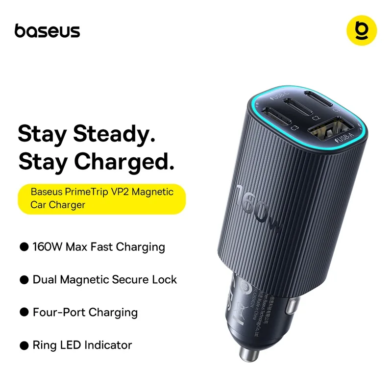 Baseus 160W Car Charger Fast Charging PPS PD3.0 USB Type C Car Phone Charge For iPhone 17 16 15 14 Laptops Tablets Xiaomi — view 6