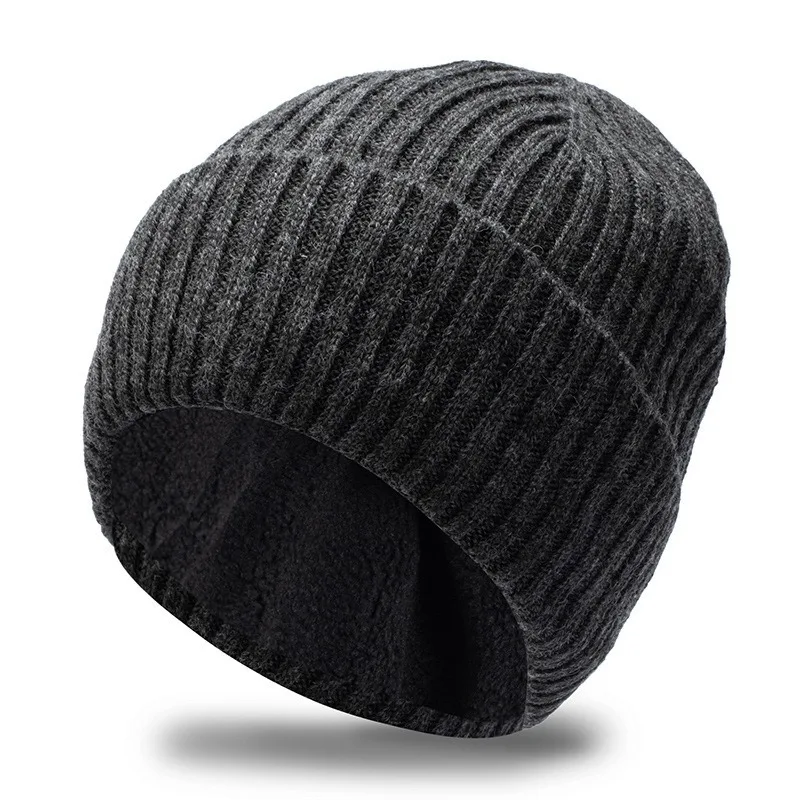 Big Size 60cm 66cm Wool Blended Knitted Hats Men Keep Warm Winter Beanies Piled and Thickened Toand Large Size Cold Skullies Cap 5