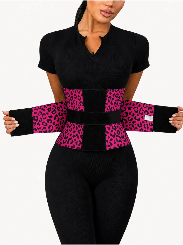 Ceinture amincissante pour femme à imprimé léopard, double ceinture, fermeture réglable, haute compression, contrôle du ventre 1