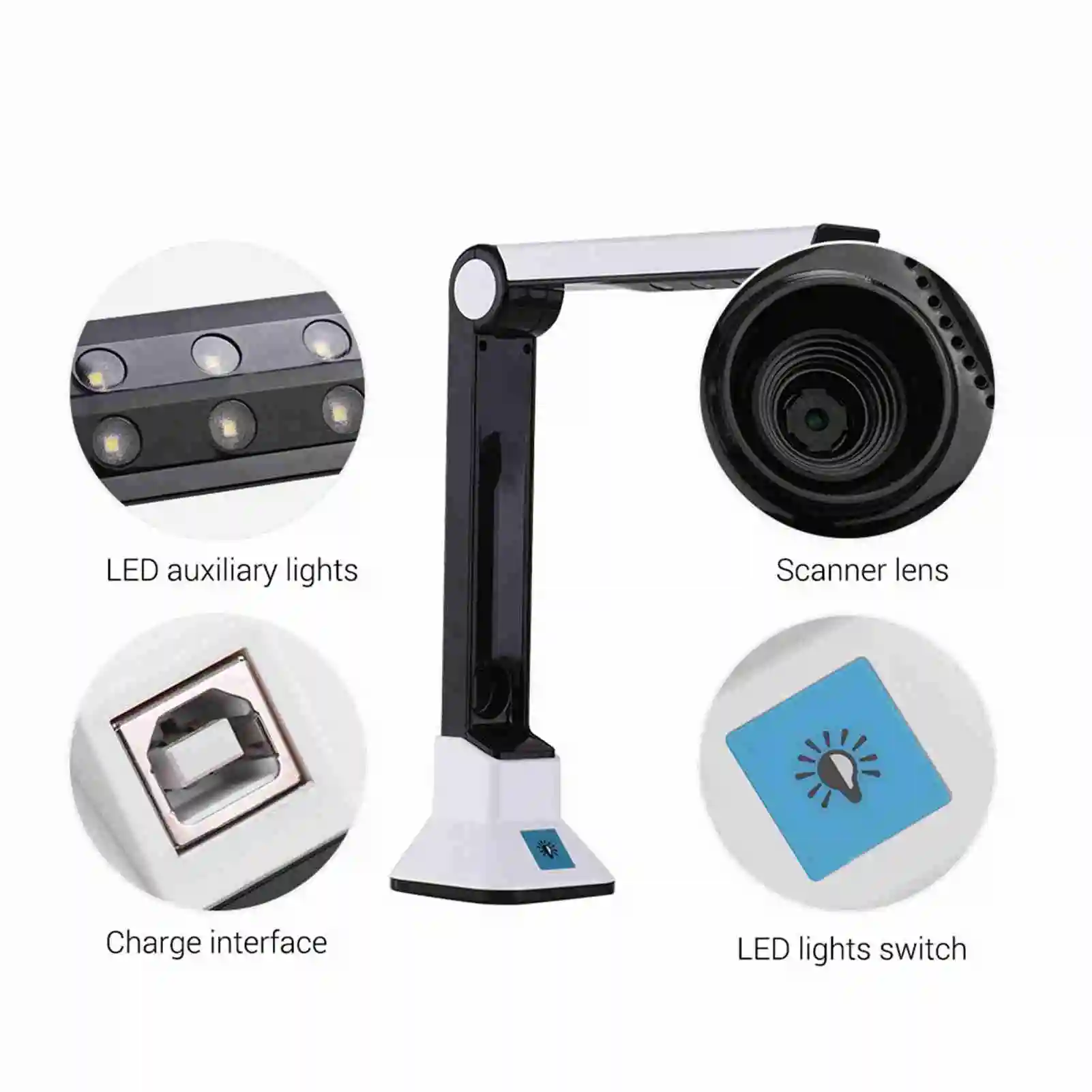 【New】Portable 10MP High Definition Scanner BK50 Capture Size A4 Document Camera for Card Passport File Documents 7 Languages