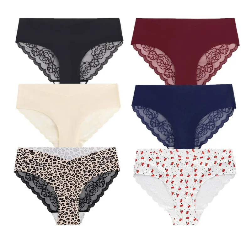 BZEL 6PCS Lace Women's Panties French Female Sexy Lingerie printed Fashion Leopard Briefs Comfortable Breathable Underpants Sale
