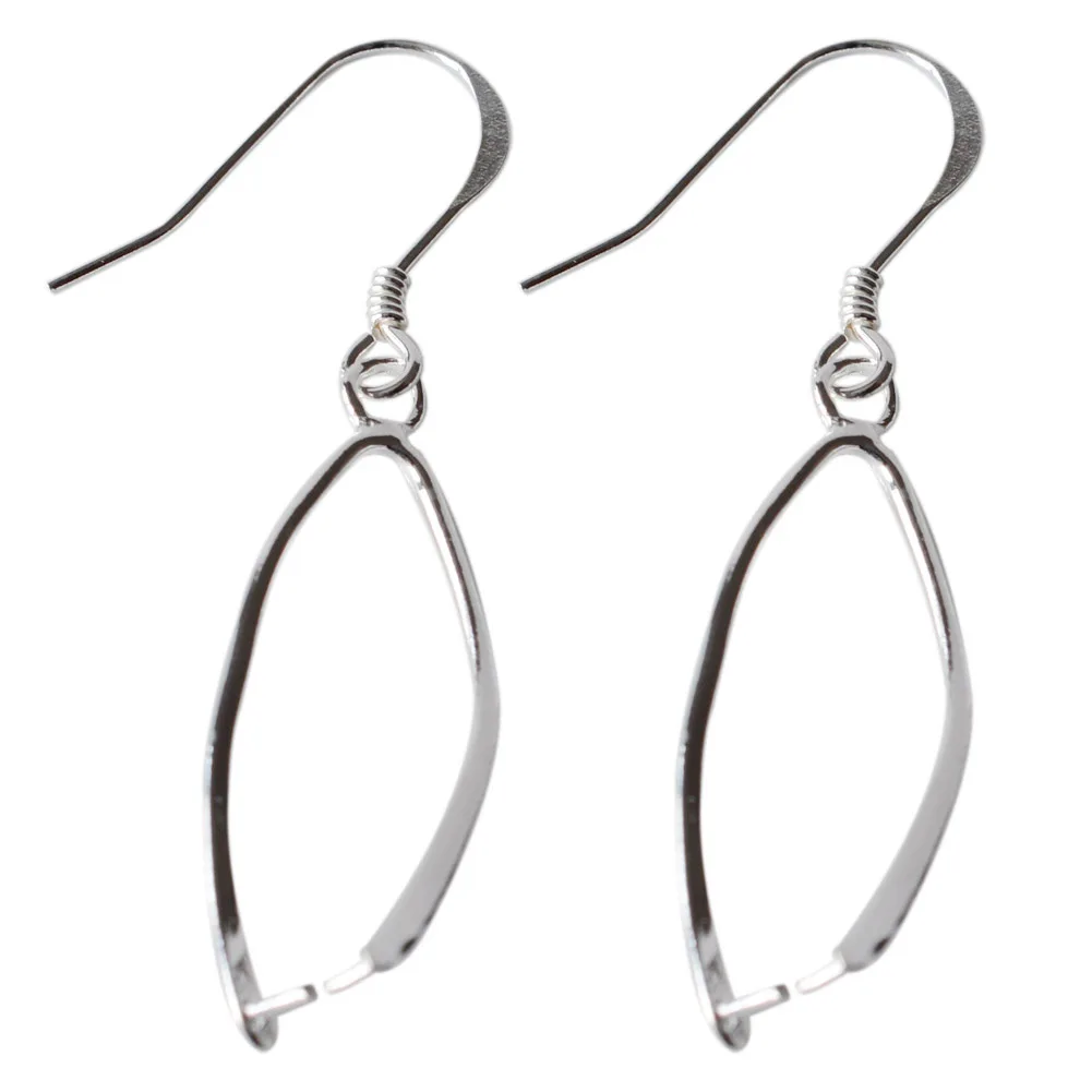 Solid .925 Sterling Silver Fish Hook Ear Wires with Pinch Bails, Silver