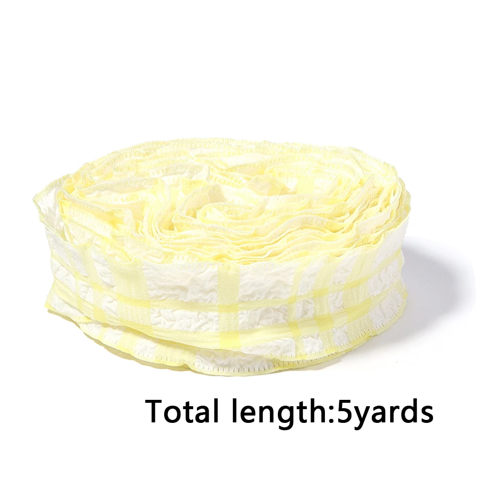 Plaid Wavy Edge Lace Ribbon - 5 Yards for DIY Crafting and Decor