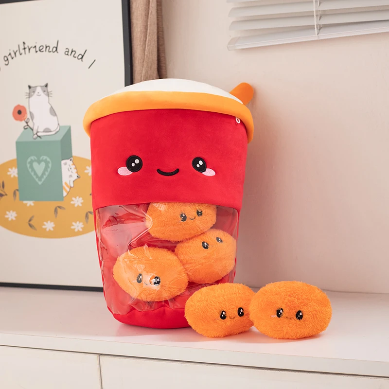 ZU 40cm A Cup of Boba Milk Wolfberry Flavor Drink Tea Plush Toy Kawaii Cat Claw Stuffed Dolls Christmas Gift For Girl Boy 4