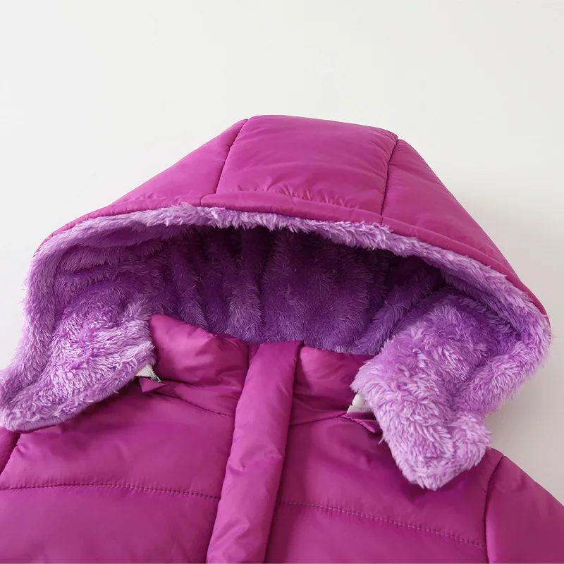 Autumn Winter Solid Color Baby Girl Hooded Coat Thickened Jumpsuit with Zipper Newborn Warm Rompers Boutique Clothing