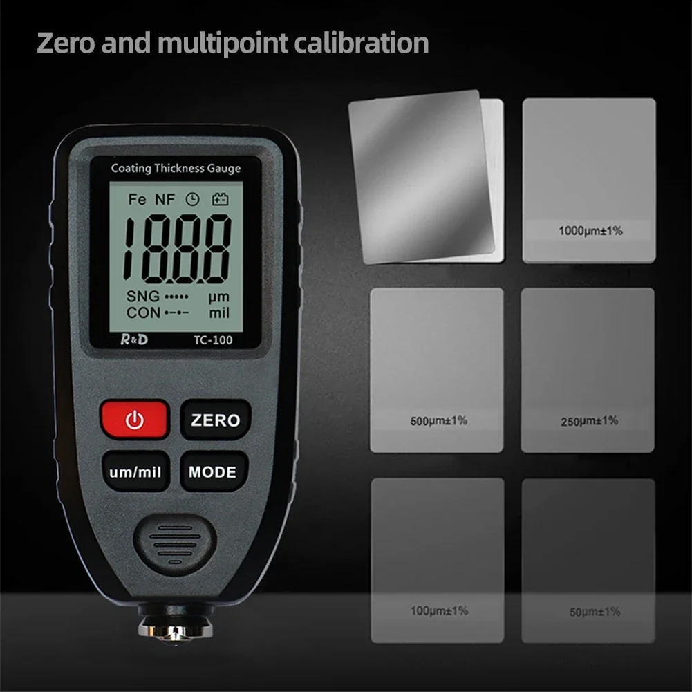Coation Thickness Gauge 0.1micron/0-1300 Car Paint Film Thickness Tester Car Coating Measuring Tools Automotive Paint Meter