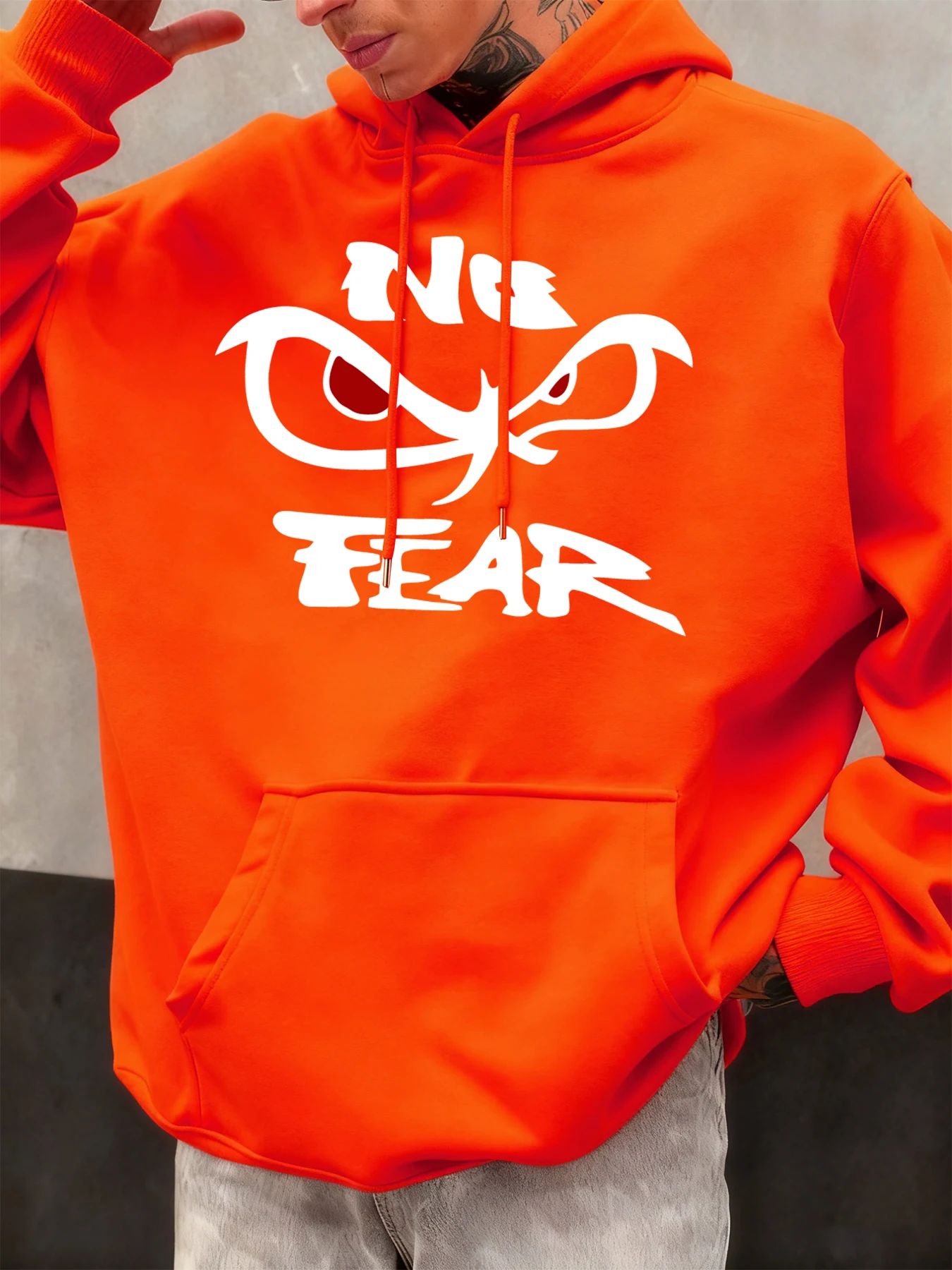 Keine Angst Bestimmte Gaze Drucke Männer Hoodie Fleece Hoodies Tasche Weiche Hoody Herbst Lässige Sportswear Mode Straße Kleidung – Detail 8
