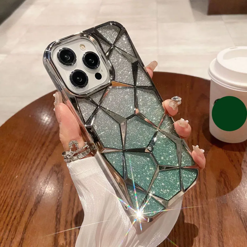Gradient Glitter Plating Back Cover Phone Case