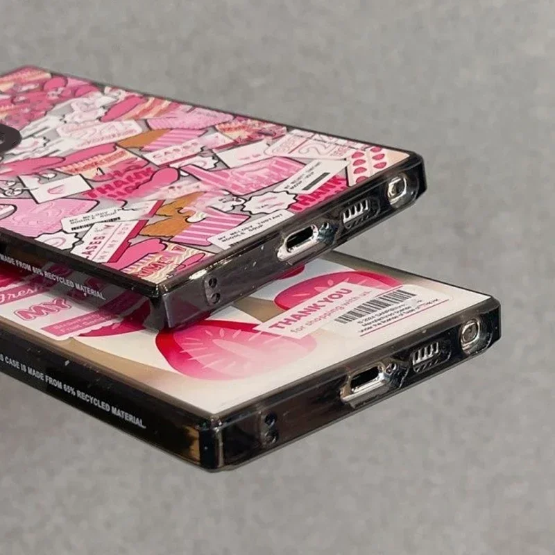 New Rabbit MagSafe Acrylic Black Border Case for Samsung Galaxy S22 Ultra S23 Ultra S24 Ultra Cover Protective Shell