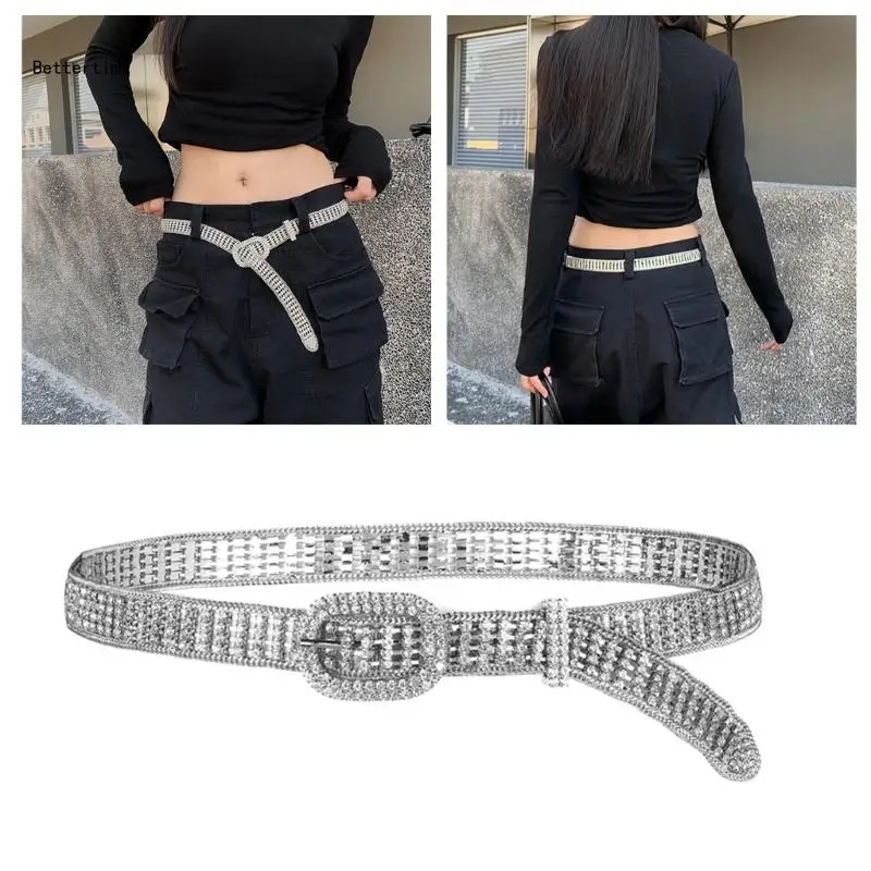 

B36D Punk Crystal Waist Belt for Girls Street Dance Prom Street Stage Studded Belt