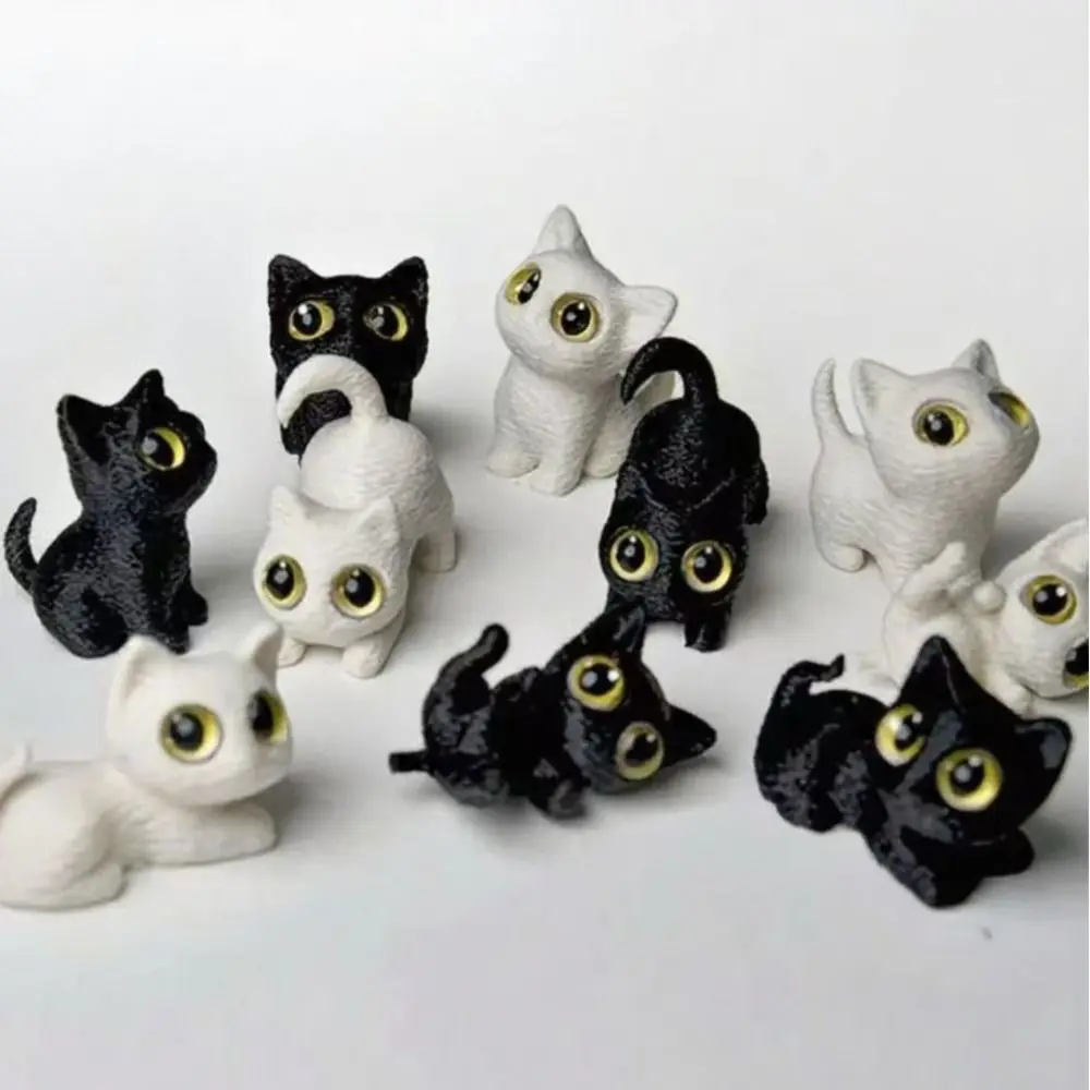 PLA Halloween Cat Anime Figure Model Handicraft 3D Printed Cats Figurines Toys Funny Doll Display Kitten Micro Landscape Crafts