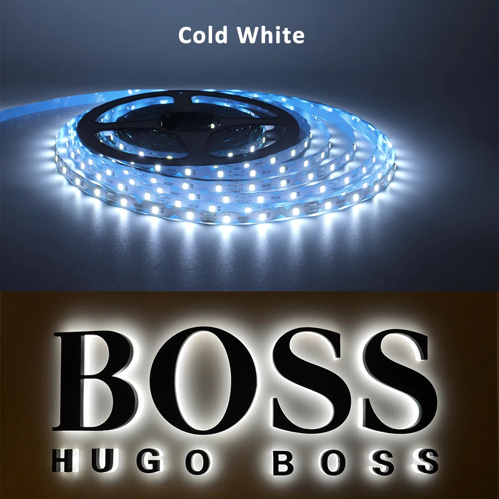 S 모양 LED 스트립 빛 SMD2835 무료 벤딩 DC12V 10M 60LED/m 편지 기호 백라이트에 대 한 플렉스 리본 따뜻한 차가운 흰색 테이프 램프