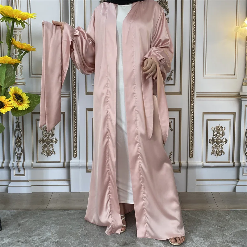 Arabic Dubai Abaya Kimono Open Dubai Abaya Kimono Kimono Dress Eid Open  Abaya size M Color Blue Grey