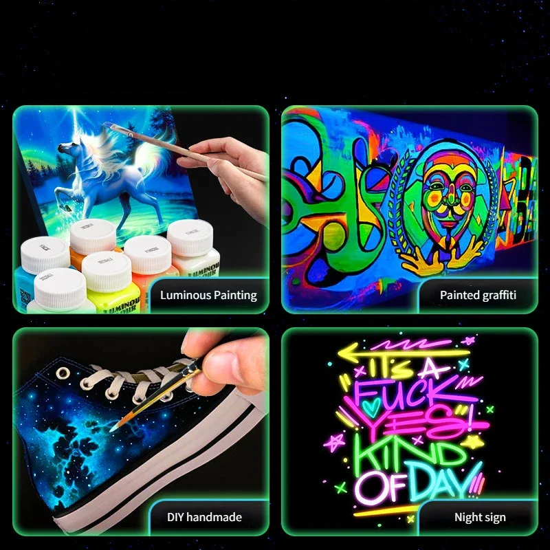 Luminous Paint 58ML Luminous Pigment Student DIY Clothes Shoes Fluorescent Paint Creation Supplies luminous paint