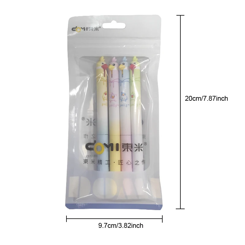 4 Stück/Set Niedlicher Papageien-Stil Radierbarer Gelstift 0,5mm Schwarz Blau Schreibstift Kreativer Küken-Gelstift Bürobedarf – Detail 2