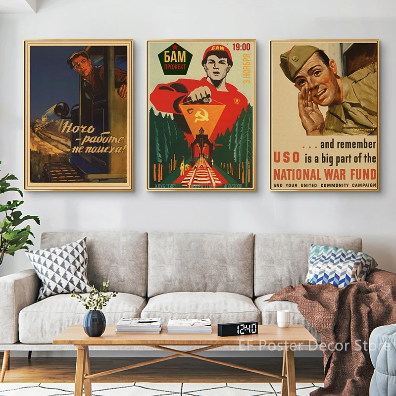 Buy Three Get Four USSR CCCP Russian Stalin Portrait Poster Prints Vintage Home Room Art Wall Decoration Soviet Retro Painting vintage art poster