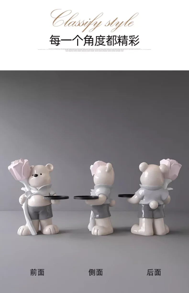 Bear Ornaments, Large Floor-standing Home Decorations, Rose Bears, Creative Ornaments, Living Room Decoration Sculptures