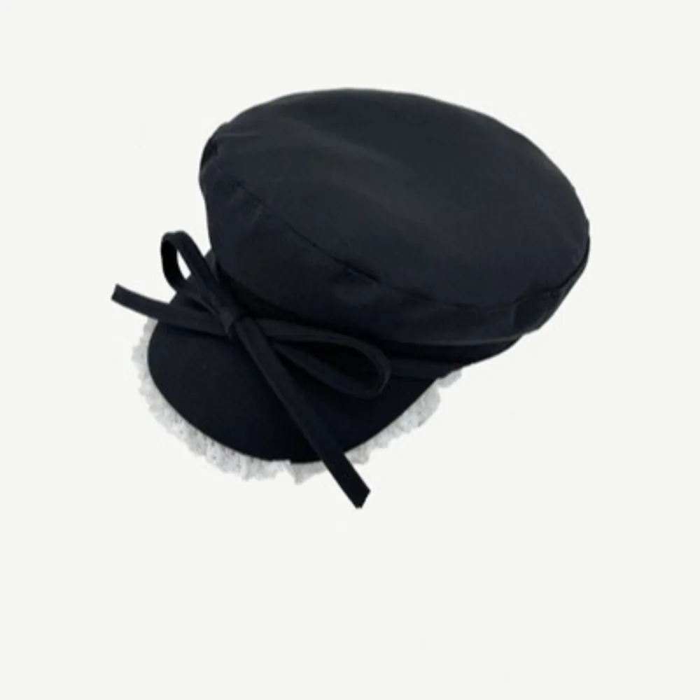 Bow Lace Edge Beret Show Small Facial Features Sun Protection Octagonal Hat High-quality Korean Style Newsboy Hat Versatile cotton newsboy cap berets hat