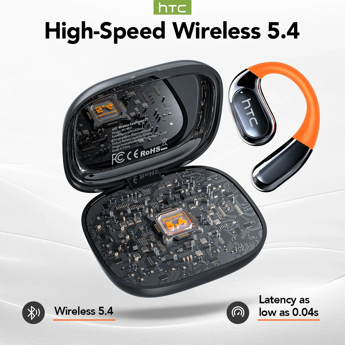Bluetooth Earphones AI OWS Sports Headphones LCD Screen Wireless Headphones Glowing Earhook Translator Earbuds HTC NE27
