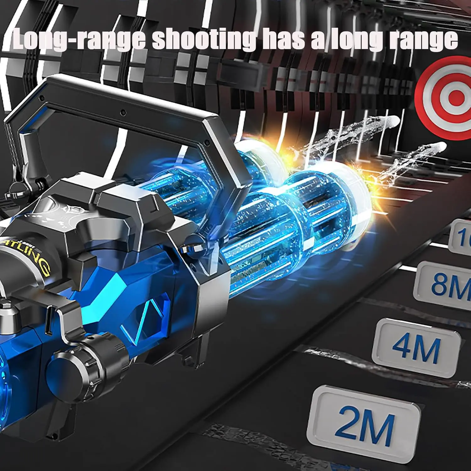 Dual Shooting Gatling Water Gun Simulated Flame Blaster Outdoor Toys for Children Adults Automatic Squirt Guns Gifts Boys Girls 4