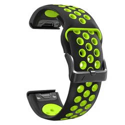 Premium Silicone Quick Release Watch Strap - Universal 22mm/26mm Band - QuickFit 22mm (Black green)