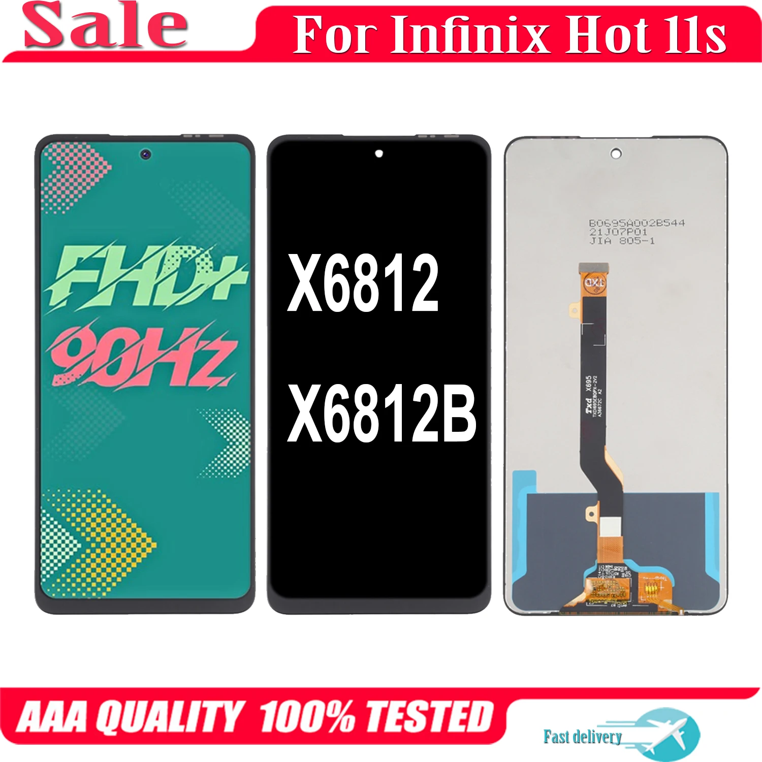 

Для Infinix Hot 11s X6812 X6812B ЖК-дисплей кодирующий преобразователь сенсорного экрана в сборе
